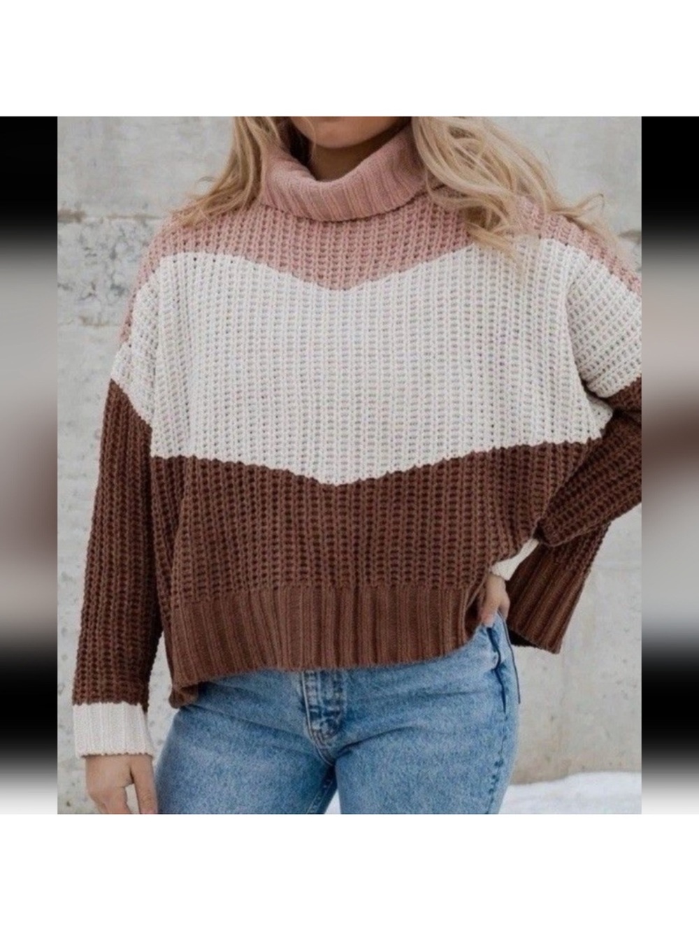 POL Colorblock Turtleneck Sweater